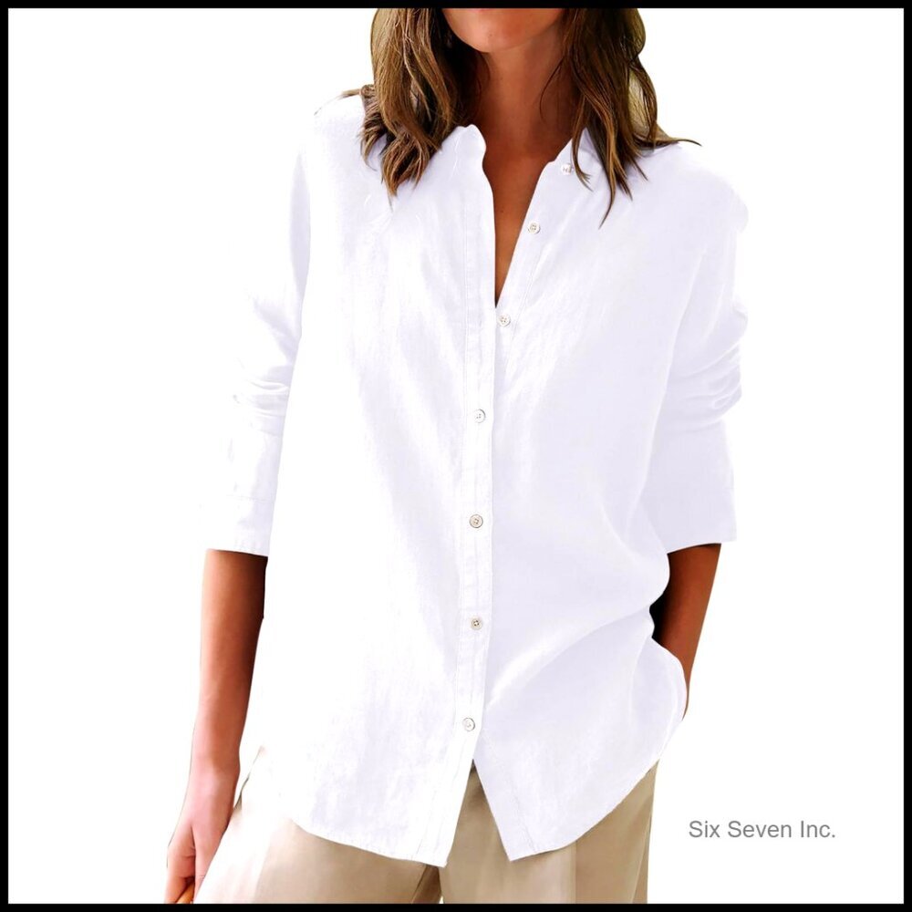 100% Cotton Oxford Button Down Shirt Long Sleeve Collared Blouse